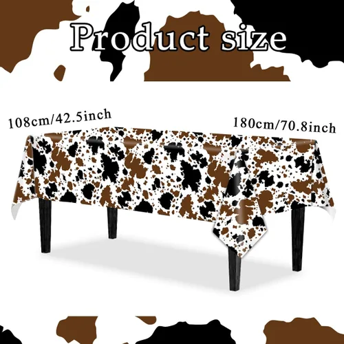 Miniatura 4 de CMUSKO Decoraciones de vaca de las montañas, 3 manteles con estampado de vaca, animales de granja, color negro y marrón, funda rectangular