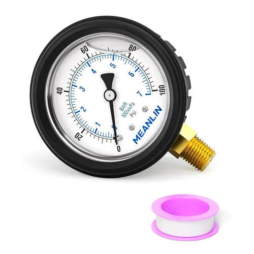 Miniatura 31 de MEANLIN MEASURE - Manómetro de vacío de presión -30inHG~0Psi, esfera con cara de 2.5 pulgadas, NPT de 1/4 de pulgada, manómetro de acero inoxidable