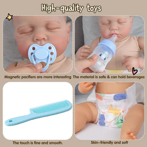 Miniatura 4 de Pañales para muñecas de bebé, algodón suave ajustable con mochila para muñecas Reborn de 17 a 22 pulgadas, accesorios de babydoll realistas, juego