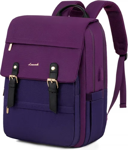 Miniatura 9 de LOVEVOOK Mochila para laptop para mujer, mochila de viaje vintage aprobada por aerolíneas de 15.6 pulgadas, mochila grande para computadora, mochila