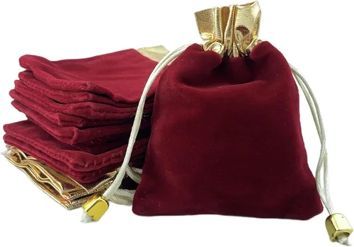Palmhomee Paquete de 12 bolsas de terciopelo con cordón con apertura de color dorado, bolsa de terciopelo para joyas, bodas y fiestas (5 x 6