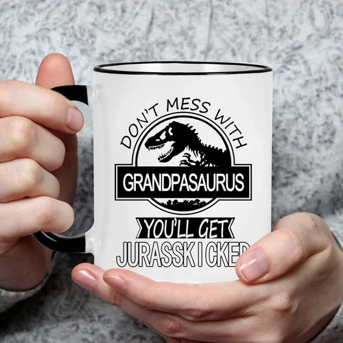 Miniatura 2 de Taza con texto en inglés «Don't Mess With Grandpasaurus You'll Get Jurasskicked», regalos de cumpleaños para el día del padre para el abuelo