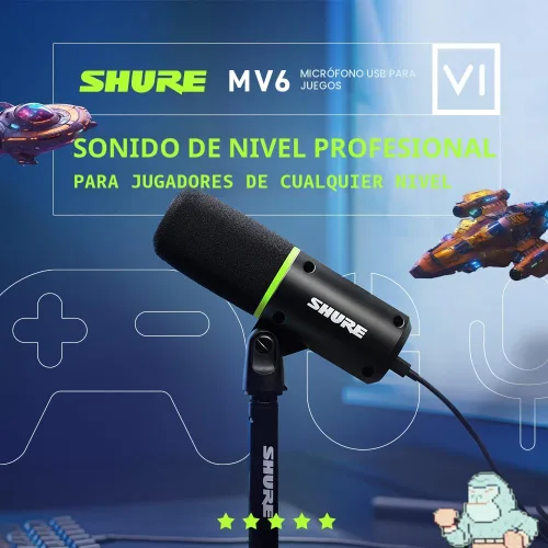 Miniatura 4 de Shure MV6 Micrófono para Juegos – Micrófono USB Dinámico para Juegos y Transmisiones de PC con Silencio táctil, Cancelación de Ruido, Soporte