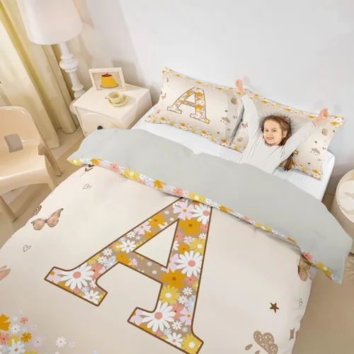 Miniatura 29 de Erosebridal Groovy - Juego de ropa de cama con inicial B de flores de los años 60S y 70S, funda de edredón floral vintage, juego de cama retro