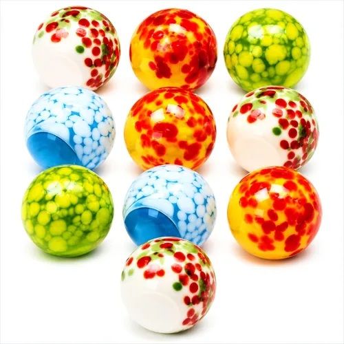 ARSUK Canicas de cristal hechas a mano de alta calidad, juego de 10 canicas grandes de puntos decorativos de 0.984 in / 1 pulgada, varios colores