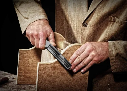 Miniatura 4 de Paquete de 2 limas de madera de 4 vías, lima de mano de alto carbono de alta calidad y raspa redonda, limas planas y de aguja semicirculares