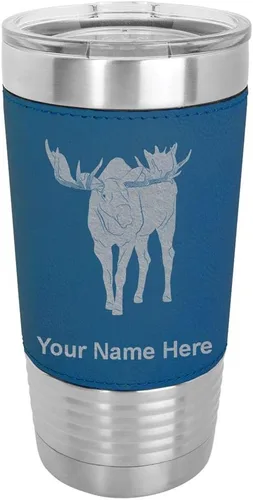 Miniatura 15 de LaserGram Vaso aislado al vacío de 20 onzas, alce, grabado personalizado incluido (piel sintética, estilo béisbol)