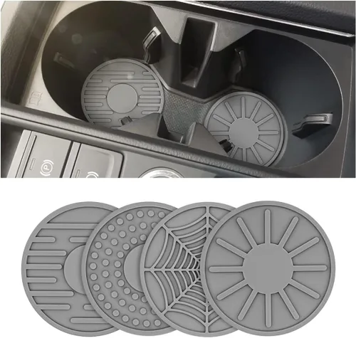 Miniatura 8 de Paquete de 4 posavasos para automóvil para portavasos, 2.68 pulgadas, inserto de copa de silicona antideslizante para automóvil, alfombrillas
