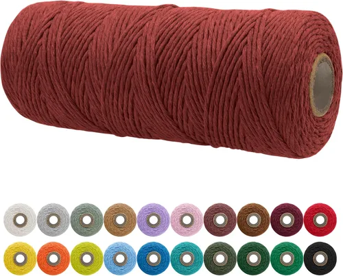 Miniatura 102 de JeogYong Cordón de macramé de un solo hilo 2mm x 164 yardas (492 pies) Cuerda de algodón suave, hilo de macramé 2 mm, suministros de macramé