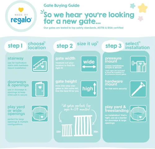 Miniatura 10 de Regalo Safety - Puerta para bebés de 29 a 38.5 pulgadas para puertas y parte inferior de escaleras, puerta de bebé montada a presión con puerta