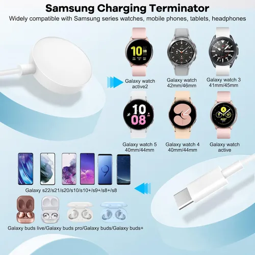 Miniatura 3 de Cargador 2 en 1 para Samsung Watch, cargador rápido USB C de 25 W, compatible con Galaxy Watch 8/8 Classic/Ultra/7/6/6 Classic/5 Pro/5/4/4 Blanco