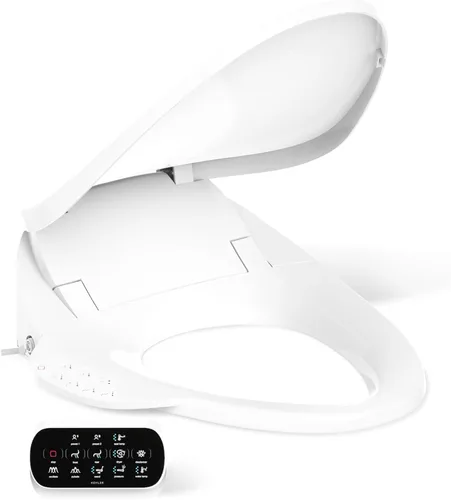 Kohler PureWash E750 Asiento de Inodoro Bidé Alargado con Calefacción, Blanco con Control Remoto de Pantalla Táctil, Tapa de Cierre Silencioso