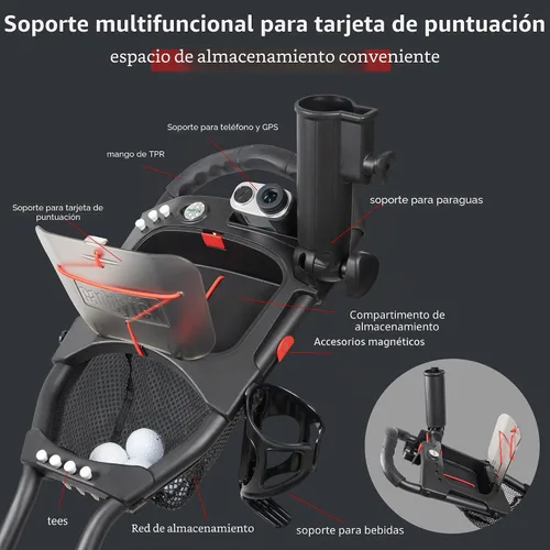 Miniatura 3 de Caddytek CaddyLite 15.3 V2 - Carrito de golf para empujar, ligero, plegable, de aluminio con ruedas EVA, freno de pie, mango ajustable, soporte
