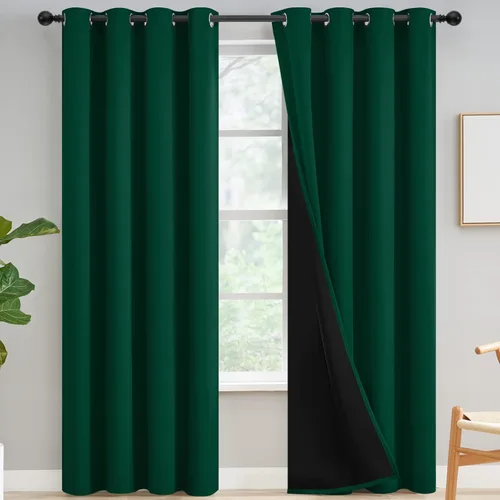 Miniatura 305 de Yakamok Cortinas negras, cortinas de ventana con aislamiento térmico y eficiencia energética para dormitorio, cortinas opacas completas y cortinas