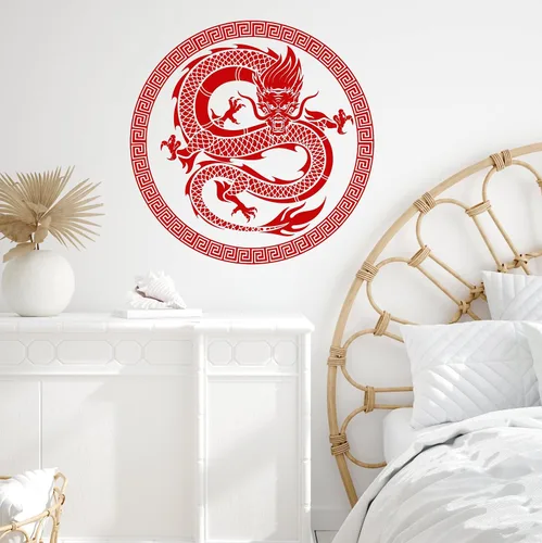 Miniatura 3 de Vinilo adhesivo de pared de arte chino dragón ornamento de estilo asiático pegatinas gran decoración (1373ig) negro