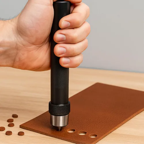 Miniatura 6 de WEDGE 10 Piece Hollow Punch Set Metric Punches (5-32cm) & SAE (3/16-1-1/4") Sizes Secure Grip Elegant Wooden Box with Metal Details