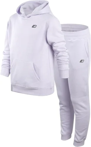 New Balance Conjunto deportivo para niña, conjunto de 2 piezas con capucha de forro polar y pantalones deportivos para niños (5-16)