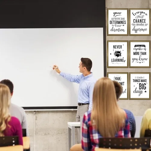 Miniatura 5 de Decoraciones para el aula, 13 pósteres de tablón de anuncios motivacionales industriales elegantes para decoración de aula, póster laminado de Blanco