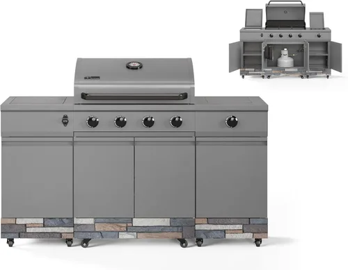 Miniatura 16 de Tytus Fresno - Parrilla de isla de propano o gas natural de 5 quemadores - Área de cocción de 864 pulgadas cuadradas, parrilla de 48,000 BTU