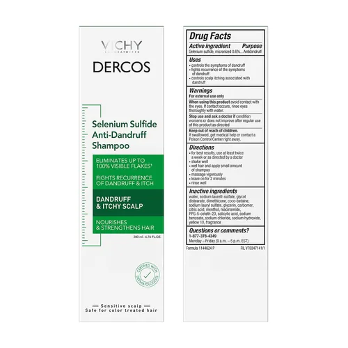Miniatura 9 de Vichy Dercos Dandruff Shampoo, Antifungal Itchy Scalp Treatment for Men & Women, Clinical Strength Selenium Sulfide, Formulated with Niacinamide &