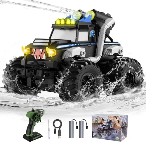 Coche de control remoto, juguetes impermeables de camiones monstruos, autos RC anfibios 1:18, 2.4 GHz 4WD todo terreno, camión de juguete, juguetes