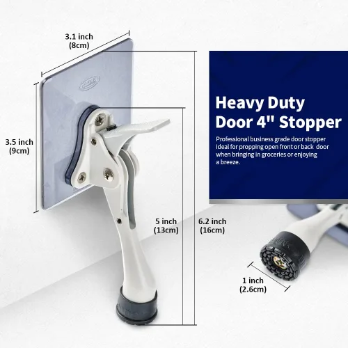 Miniatura 6 de HOME&I Tope de puerta abatible de 4 pulgadas con placa de montaje autoadhesiva grande, tope de puerta ajustable resistente, soporte de puerta