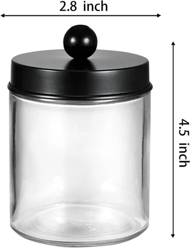 Miniatura 5 de Amolliar 6 tarros de boticario para baño, organizador de tocador de baño, decoración rústica de granja con tapas de acero inoxidable, soporte Negro