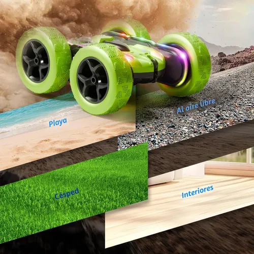 Miniatura 7 de Auto de control remoto – 4WD 360° Flip RC doble cara con barra de luz LED y batería modular USB-C, juguetes todoterreno para niños de 6 a 12 años