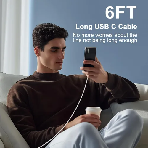 Miniatura 9 de Cable USB C a USB C de 3 pies 100 W, cable de carga rápida tipo C para iPhone 17e 17 16 Pro Max 15/iPad Pro 10 11/MacBook Air, para Samsung S26 S25