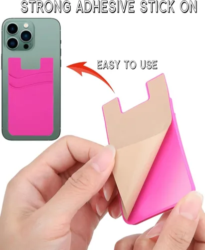 Miniatura 9 de Billetera de silicona para teléfono, soporte para tarjetas para la parte posterior de la funda del teléfono, cartera de identificación/tarjeta
