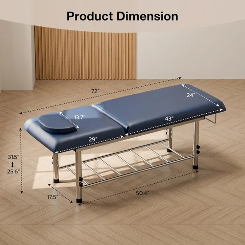 Miniatura 6 de SyyBhb Mesa de masaje estacionaria profesional ajustable en altura, cama de examen resistente de 550 libras para tratamiento, respaldo ajustable