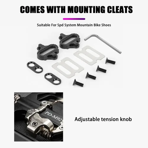 Miniatura 6 de Pedales de bicicleta de montaña Sistema SPD Dual Función CNC Aluminio Bicicletas Ampliar Pedales DU Cojinete Accesorios con tacos para Carretera MTB