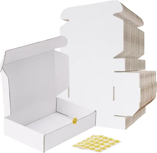 Miniatura 32 de RLAVBL Juego de 25 cajas de envío de 10 x 8 x 3, caja de cartón corrugado blanca para embalaje, correo, negocios Blanco