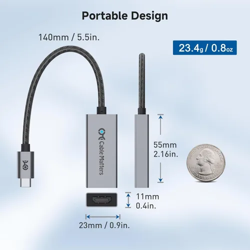 Miniatura 8 de Cable Matters Adaptador unidireccional USB C a HDMI 2.1 de 48 Gbps, compatible con 8K 60Hz / 4K 240Hz HDR, Thunderbolt 4 a HDMI2.1, adaptador HDMI
