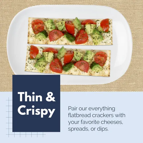 Miniatura 5 de Snacktery Everything Flatbread Crackers - Galletas finas totalmente naturales en 8 paquetes que se mantienen frescos, galletas de pan planas