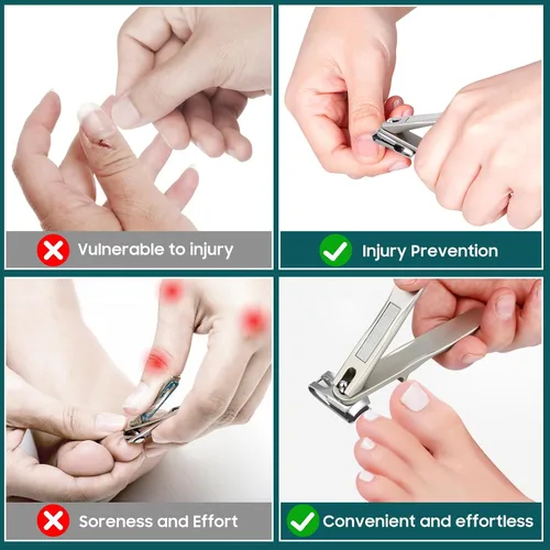 Miniatura 4 de Cortaúñas para personas mayores, cortaúñas rotativas de 360 grados con mango largo, ultra afilado, resistente, de acero inoxidable, resistente