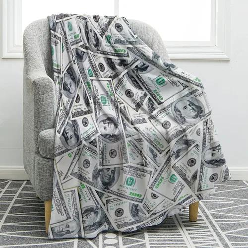 Miniatura 14 de Jekeno Manta de billetes de 100 dólares con patrón de impresión, regalos para mujeres, niños, niñas, hombres, cumpleaños, Halloween para papá, mamá