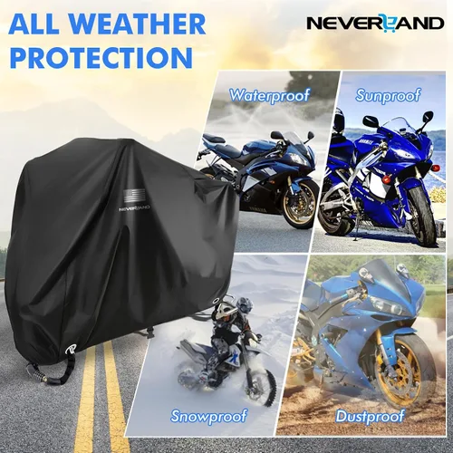 Miniatura 6 de NEVERLAND Funda impermeable para motocicleta al aire libre – Funda negra resistente para scooter, cubierta de motocicleta con logotipo reflectante