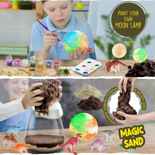 Miniatura 4 de LAOESE Kit de Terrario de Dinosaurios para Niños - Manualidades de Dino para Niños con Kit de Lámpara de Luna DIY - Regalo de Cumpleaños para Niños