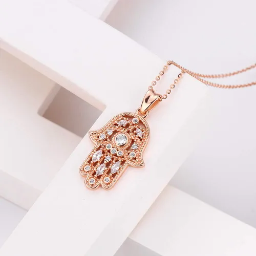 Miniatura 15 de Aniu Joyería de plata de ley 925 Hamsa de Fátima para mujer con circonita cúbica, viene con caja de regalo negra