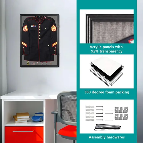 Miniatura 4 de IHEIPYE Vitrina Grande para Camisetas con Cerradura, Vitrina Expositora para Camisetas Deportivas con Protección UV del 98% Acrílico y Percha