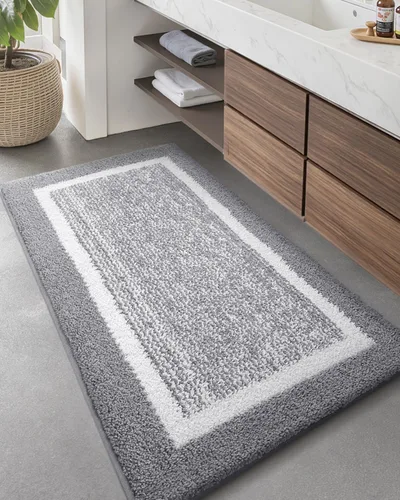 Miniatura 14 de Color&Geometry - Tapete, alfombra para baño Gris Blanco