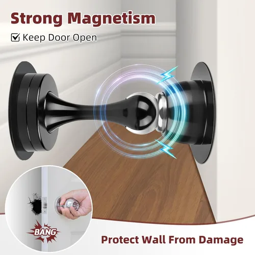Miniatura 3 de KOLAKO Topes de puerta, topes de puerta magnéticos, sin taladrar, soporte magnético de acero inoxidable montado en la pared para mantener la puerta