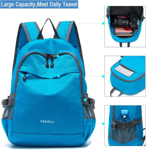 Miniatura 6 de YZAOLL Mochila pequeña de senderismo de 20 litros, mochila ligera para el día, mochila plegable para mujeres y hombres, viajes, camping, vacaciones