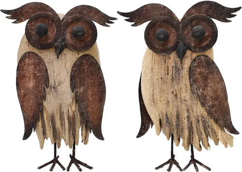 Miniatura 9 de K KILIPES Decoraciones rústicas de búho para el hogar, estatuas decorativas de madera de búho, adornos de mesa, esculturas coleccionables