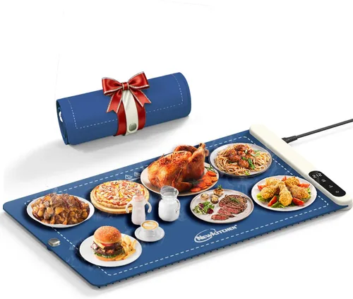 Miniatura 16 de NEWKITCHEN Tapete de calentamiento para alimentos, (XXL, 36 x 16 pulgadas), tapete de calentamiento de alimentos para encimera, de grafeno