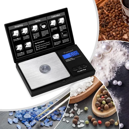 Miniatura 6 de Báscula digital de bolsillo de Fuzion, precisión de 0.01 gramos, báscula mini de 200g, báscula pequeña para alimentos, joyería, hierbas, especias