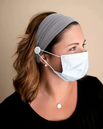 Miniatura 6 de Botón para máscara para mujeres, enfermeras, diadema antideslizante, elástica, protección para los oídos, para hombres y médicos, banda anudada