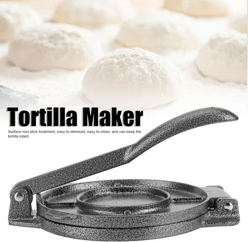 Miniatura 2 de Prensa de tortilla de hierro fundido de 6 5 pulgadas, prensa de tortilla de harina, prensa de rotis, prensa de masa, pataconera sazonada con aceite