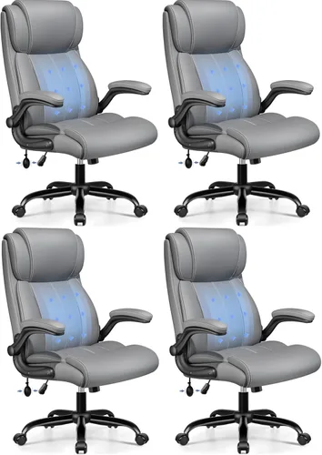 Miniatura 18 de BESTFAIR Silla de Oficina Ergonómica - Silla de Escritorio para Computadora, Sillas Ejecutivas de Cuero con Respaldo Alto, Soporte Lumbar Ajustable